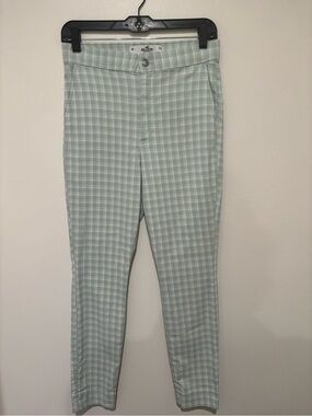 Hollister Mint Plaid Ultra High Rise Pants